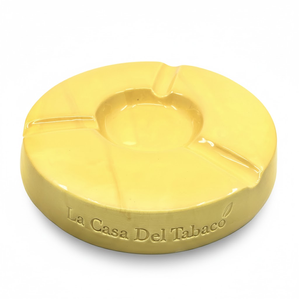 Ashtray - Dominique London Round Yellow - 3 Cigars