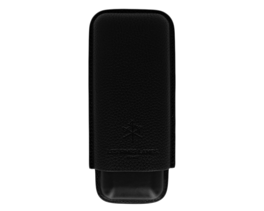 Cigar Case - Les Fines Lames Pebble Leather Black - 2 Cigars