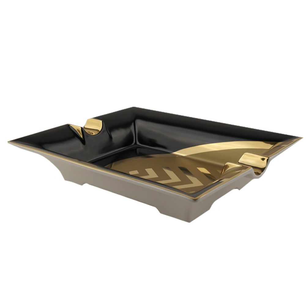 Ashtray - La Casa Del Habano Black/Gold - 2 Cigars