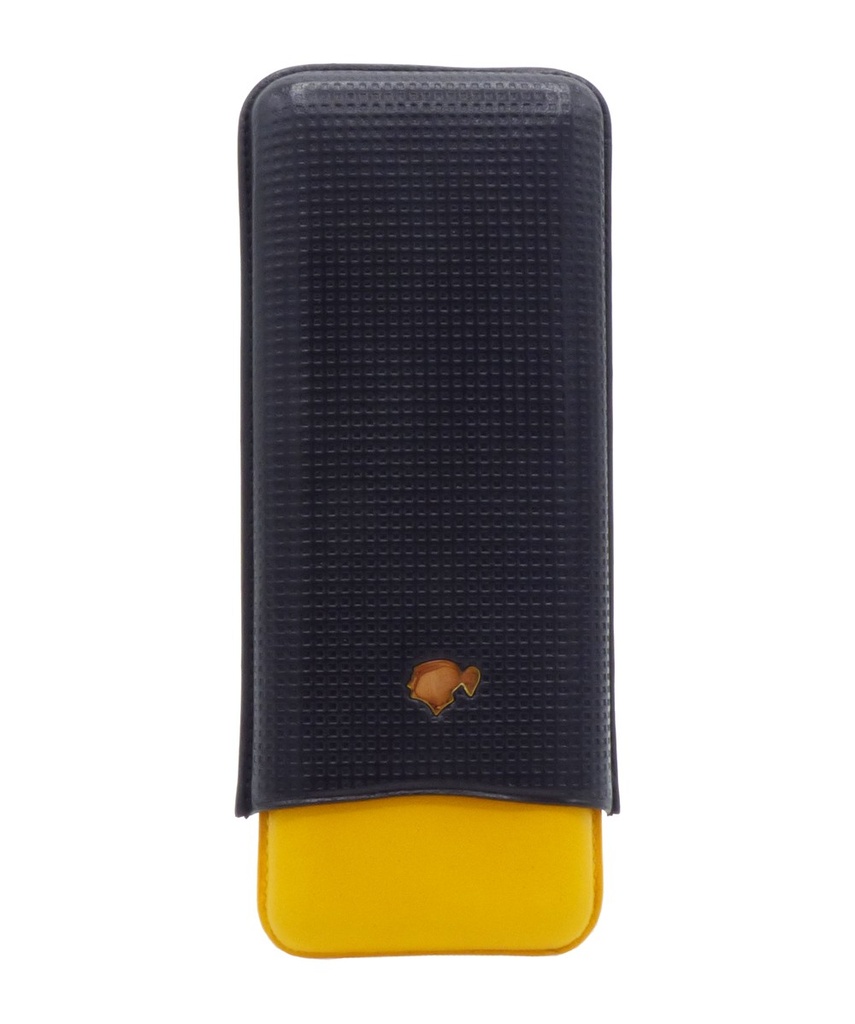 Cigar Case - Cohiba Leather Black/Yellow - 3 Cigars