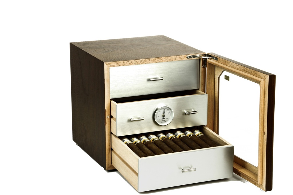 Humidor - Adorini Cabinet Chianti M Walnut/Aluminium 3 Drawers