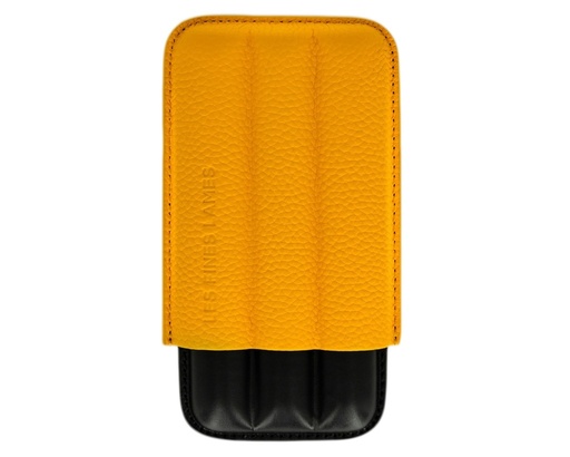 [17994] Cigar Case - Les Fines Lames Pebble Leather Yellow - 3 Cigars
